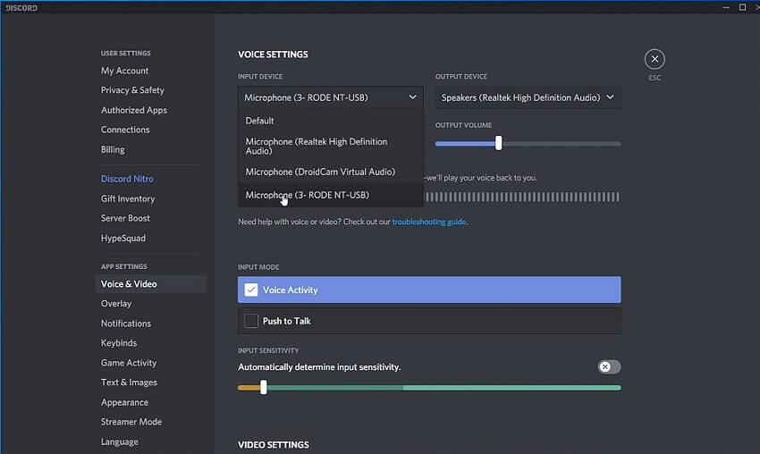 discord setting